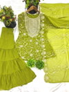 Tew Heavy Georgette Embroidery Work Top With Sharara Dupatta Exporters In India
